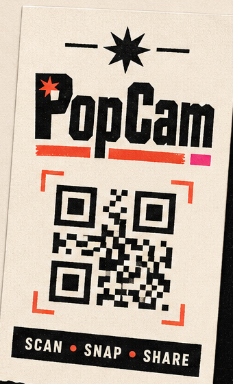 PopCam table card con QR